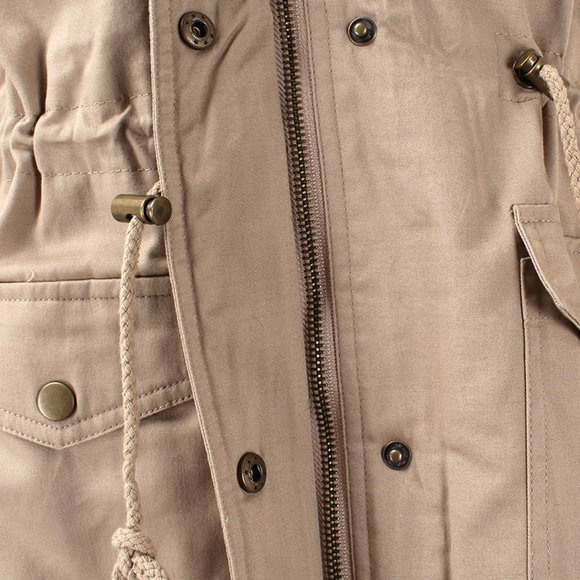 Khaki Faux Fur Hooded Utility Parka Jacket - Picture 3 of 8